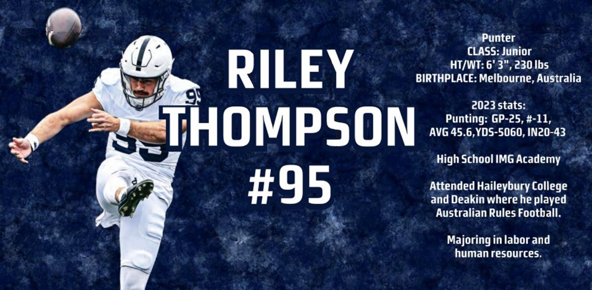 collectable autographed football player cup Riley Thompson #95